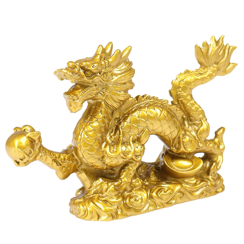 1Pc Good Lucky Golden Dragon Chinese Zodiac Twelve Statue Gold Dragon Statue Animals Sculpture Figurines Desktop Decoration