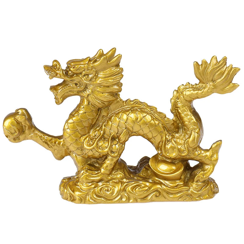 1Pc Good Lucky Golden Dragon Chinese Zodiac Twelve Statue Gold Dragon Statue Animals Sculpture Figurines Desktop Decoration