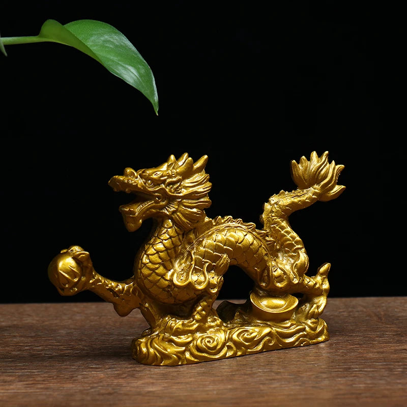 1Pc Good Lucky Golden Dragon Chinese Zodiac Twelve Statue Gold Dragon Statue Animals Sculpture Figurines Desktop Decoration