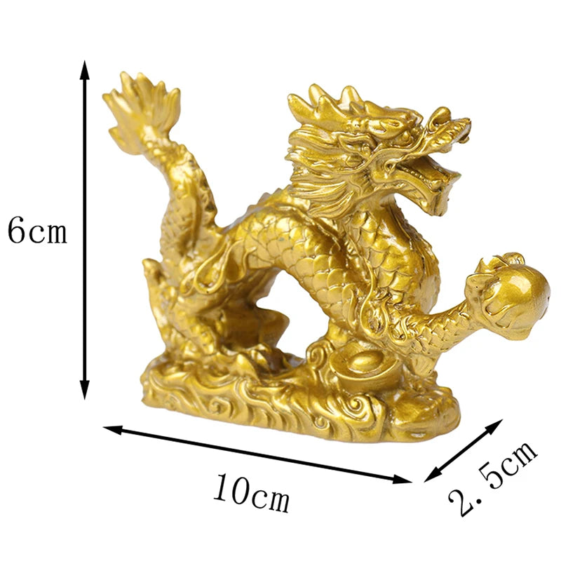 1Pc Good Lucky Golden Dragon Chinese Zodiac Twelve Statue Gold Dragon Statue Animals Sculpture Figurines Desktop Decoration