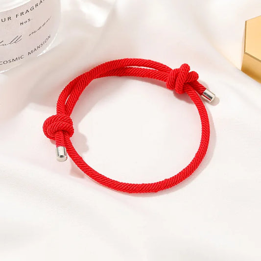 Lucky Simple Designed Ethnic Style Red Black Knitting Knot Trending Statement Product Bracelets for Man Women