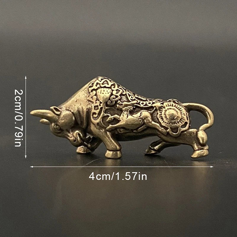 Brass Lucky Bullfighting Figurine Statue Home Decoration 