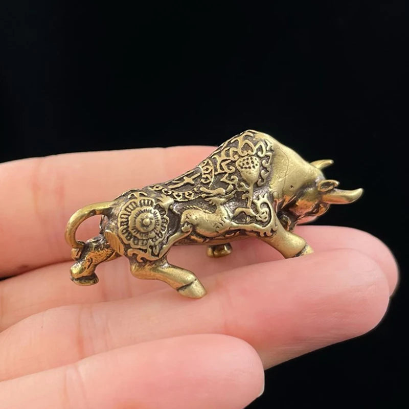 Brass Lucky Bullfighting Figurine Statue Home Decoration 