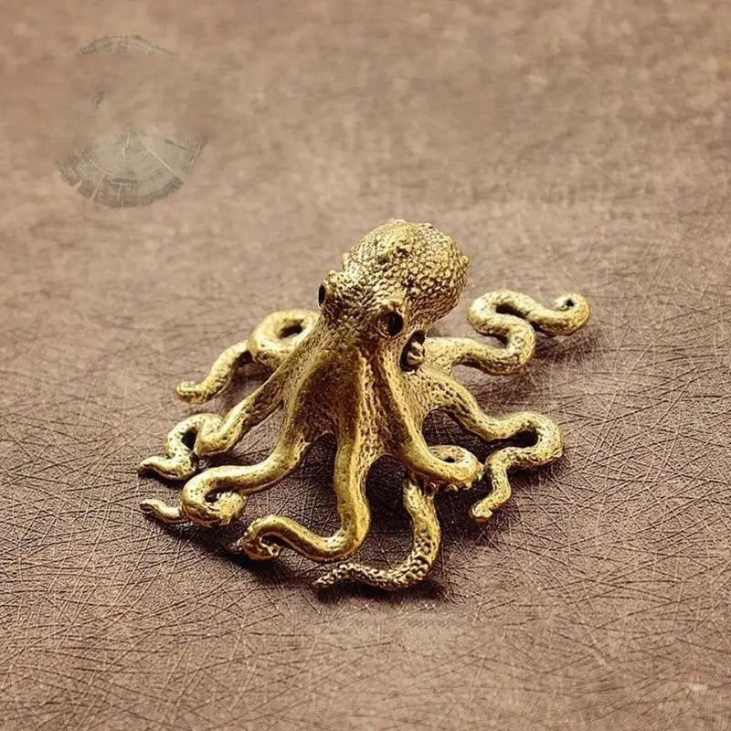 Brass Octopus Sculpture Sea Animal Sculpture Collectibles Gift Desktop Ornaments Fengshui Home Table Decorations for Bookshelf