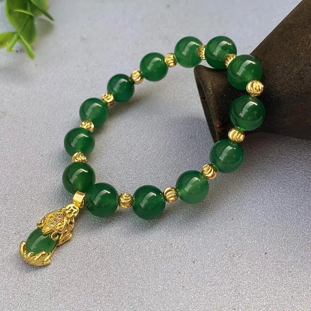 Women Green Jade Pixiu Bracelet Pulsera Fengshui Men Fine Jewelry Natural Myanmar Jadeite Lucky Pixiu Wealth Protection Bracelet