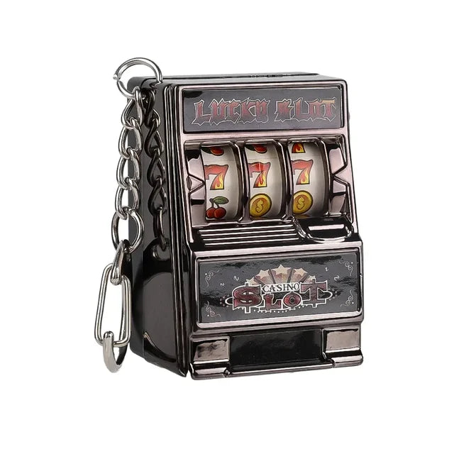 Mini Gambling Slot Machine Key Chains Creative Arcade Pocket Fruit Lucky Jackpot Gadget Antistress Toy Funny Games Keychain Ring