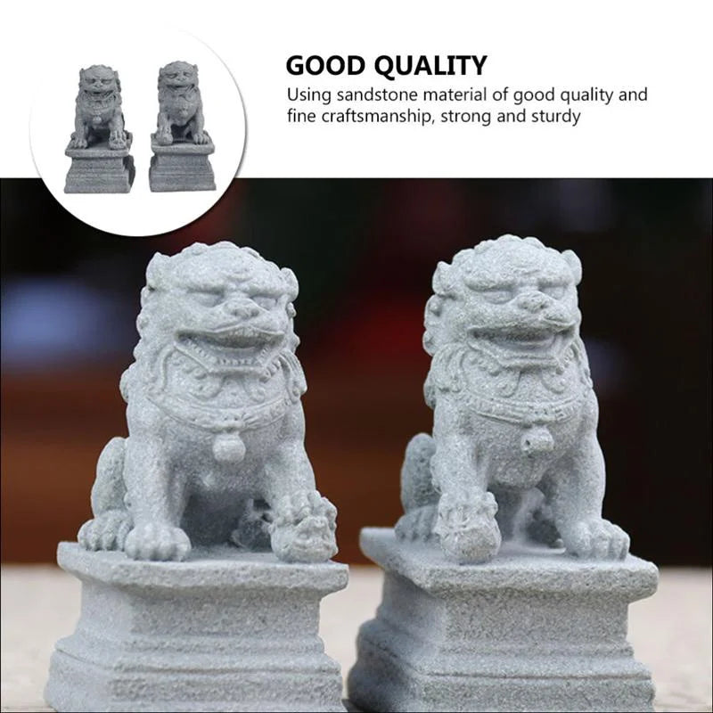 Statue Foo Shui Feng Figurine Miniature Stone Lion Sculpture Decoration Guardian Chinese Prosperity Decor Pair Fu Mini Figurines