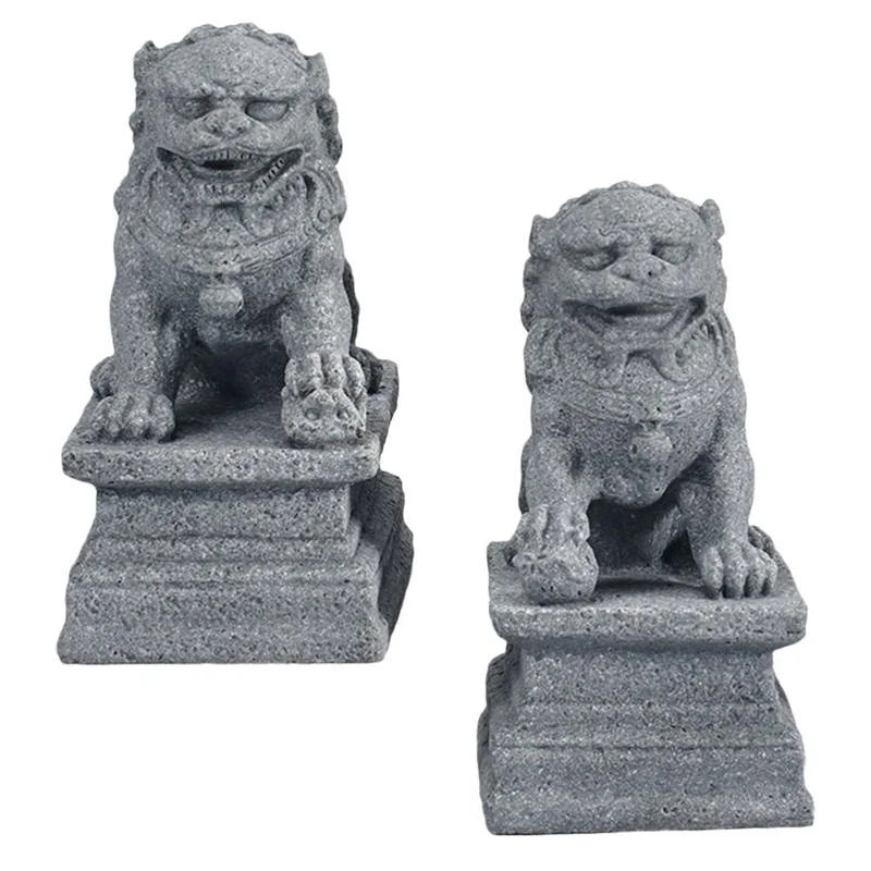 Statue Foo Shui Feng Figurine Miniature Stone Lion Sculpture Decoration Guardian Chinese Prosperity Decor Pair Fu Mini Figurines