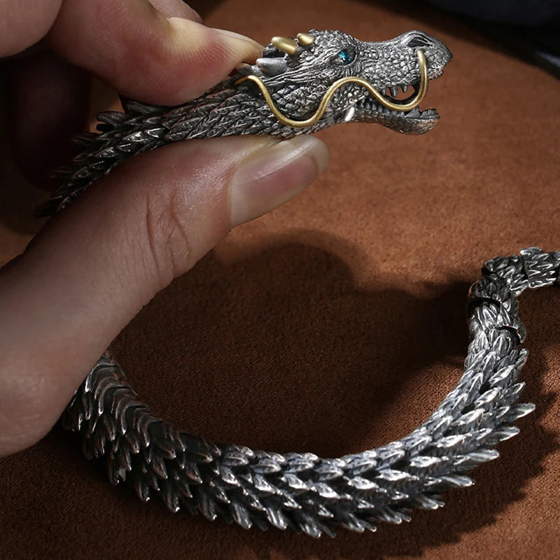 Traditional Tibetan Buddhism Dragon Bracelet Domineering Dragon Scales Bangle for Men Women Lucky Amulet Bracelet Jewelry Gift