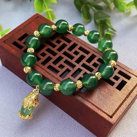 Women Green Jade Pixiu Bracelet Pulsera Fengshui Men Fine Jewelry Natural Myanmar Jadeite Lucky Pixiu Wealth Protection Bracelet