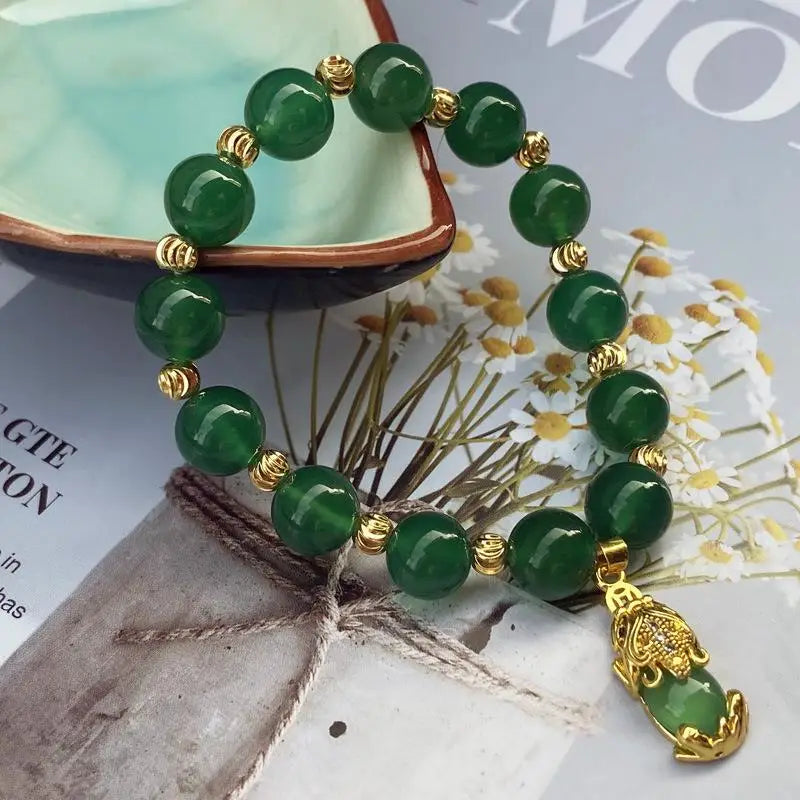 Women Green Jade Pixiu Bracelet Pulsera Fengshui Men Fine Jewelry Natural Myanmar Jadeite Lucky Pixiu Wealth Protection Bracelet