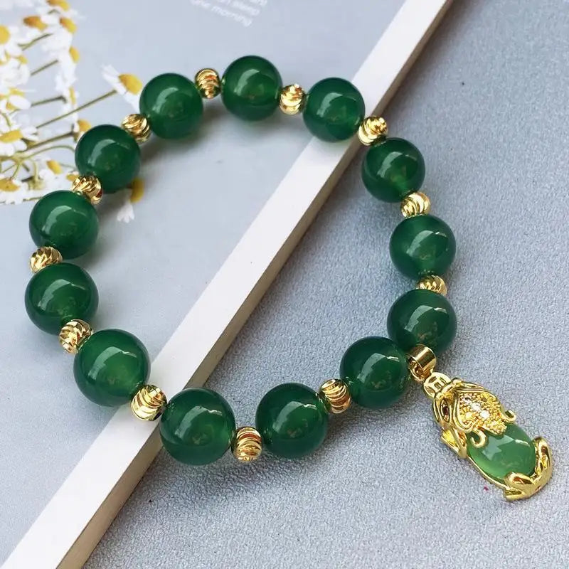 Women Green Jade Pixiu Bracelet Pulsera Fengshui Men Fine Jewelry Natural Myanmar Jadeite Lucky Pixiu Wealth Protection Bracelet